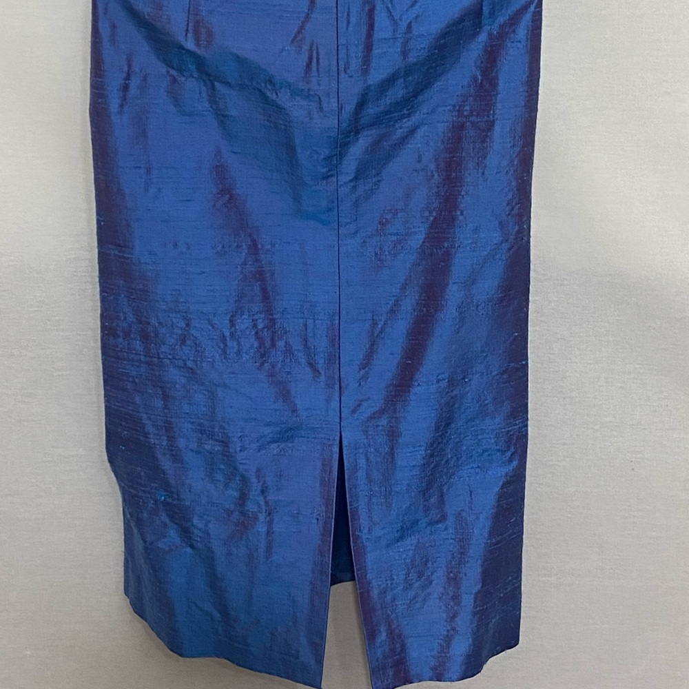 G-189 Finity Blue 100% Silk Short Sleeve MIDI Dress Size 6 - Picture 6 of 14